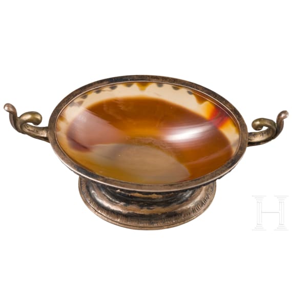 Miniatur-Achatschale in Silberfassung, wohl Italien, 19. Jhdt.