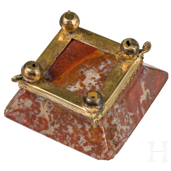 Feine Marmorschale in vergoldeter Bronzemontur, Italien, 19. Jhdt.