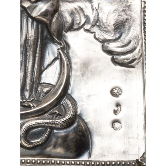 Maria Immaculata im Strahlenkranz in gemarktem Silber, um 1800
