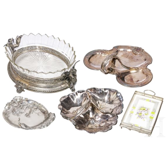 F&uuml;nf Geb&auml;ckschalen, deutsch/englisch, um/nach 1900