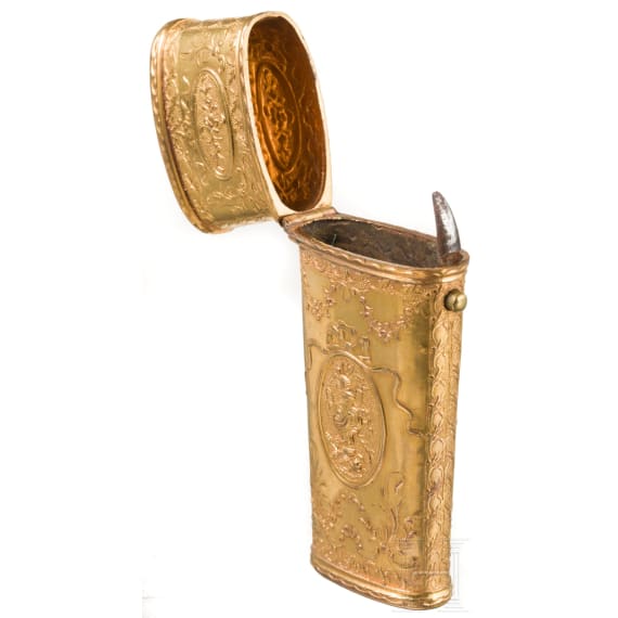 Vergoldeter Beh&auml;lter f&uuml;r N&auml;hzeug, deutsch, um 1780