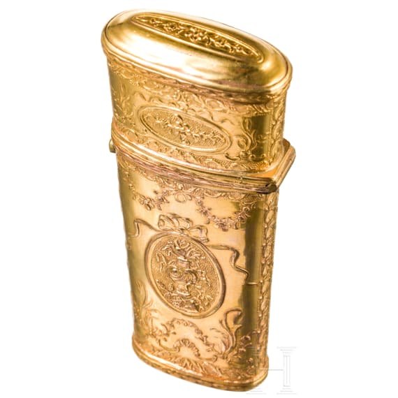 Vergoldete Dose f&uuml;r N&auml;hutensilien, deutsch, um 1760