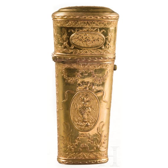 Vergoldeter Beh&auml;lter f&uuml;r N&auml;hzeug, deutsch, um 1780