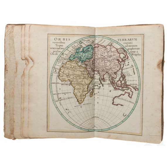 "Descriptio Orbis Antiqui in XLIV. Tabulis exhibita" a Io. Davide Koelero"; kolorierter Atlas, Christoph Weigel, N&uuml;rnberg, um 1720