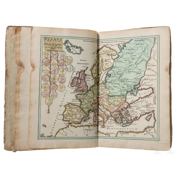 "Descriptio Orbis Antiqui in XLIV. Tabulis exhibita" a Io. Davide Koelero"; kolorierter Atlas, Christoph Weigel, N&uuml;rnberg, um 1720