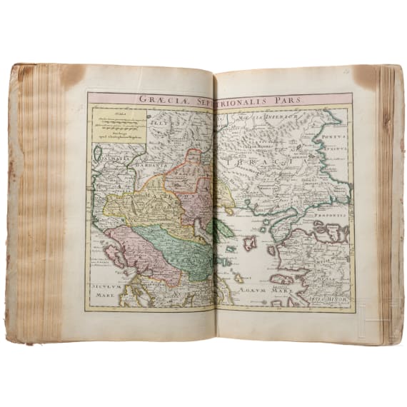 "Descriptio Orbis Antiqui in XLIV. Tabulis exhibita" a Io. Davide Koelero"; kolorierter Atlas, Christoph Weigel, N&uuml;rnberg, um 1720