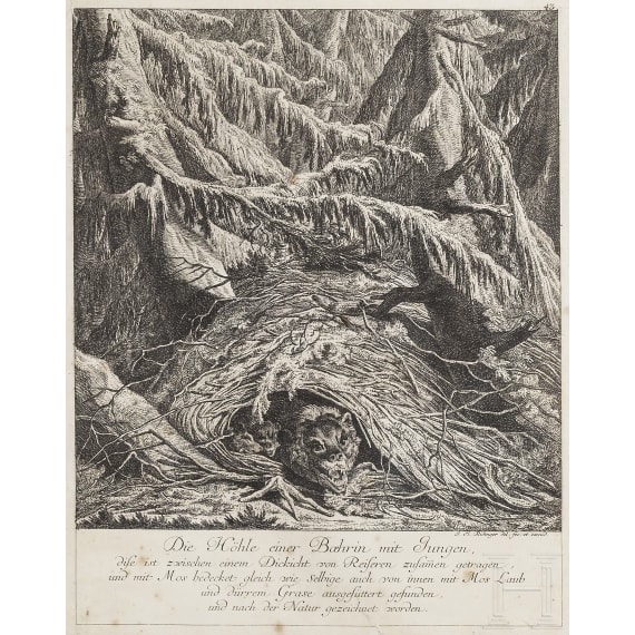 Vier jagdliche Stiche, Johann Elias Ridinger, Augsburg, um 1760