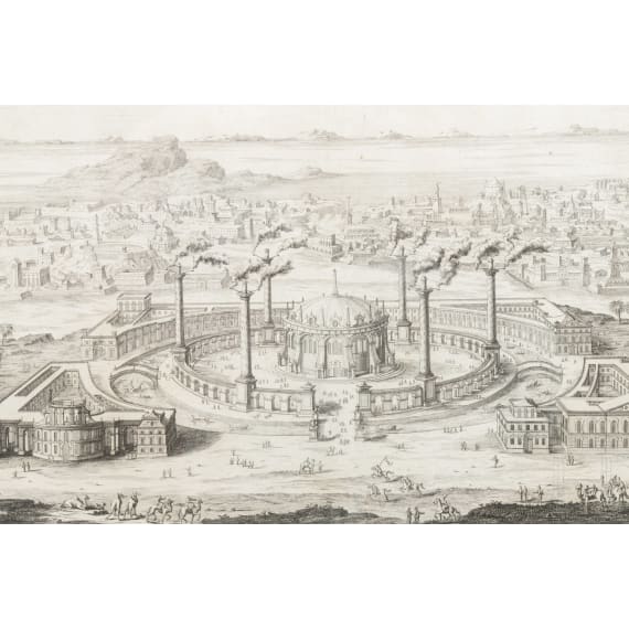Sechs Kupferstiche mit architektonischen Sehensw&uuml;rdigkeiten, deutsch und Frankreich, 18. Jhdt.