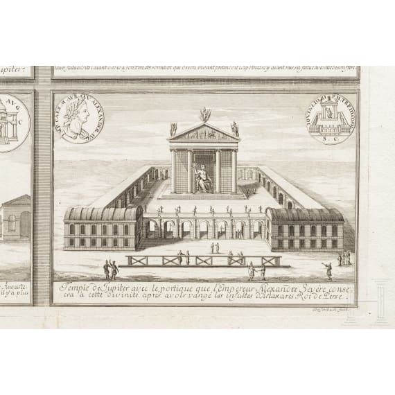 Sechs Kupferstiche mit architektonischen Sehensw&uuml;rdigkeiten, deutsch und Frankreich, 18. Jhdt.