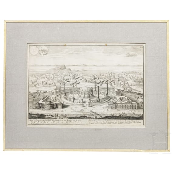 Sechs Kupferstiche mit architektonischen Sehensw&uuml;rdigkeiten, deutsch und Frankreich, 18. Jhdt.