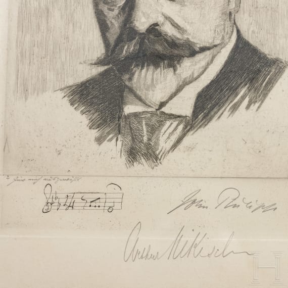 John Philipp - signiertes Bildnis des Dirigenten Arthur Nikisch