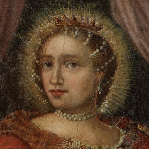 Bildnis der Hl. Barbara, s&uuml;ddeutsch, 1. H&auml;lfte 18. Jhdt.
