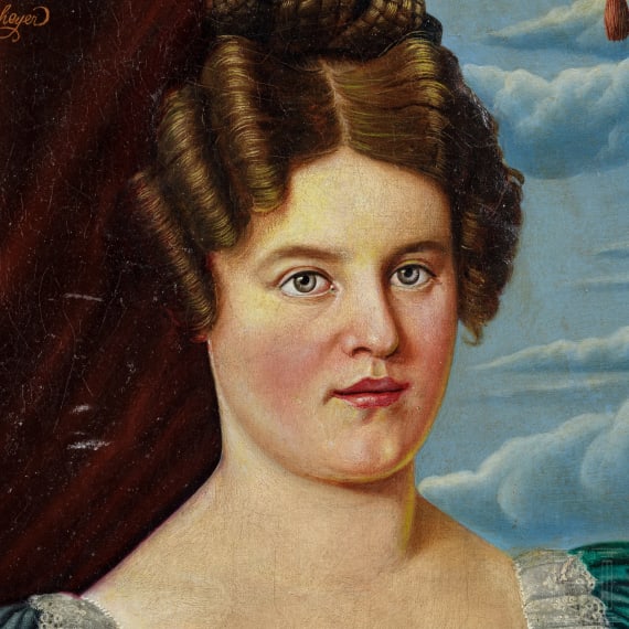Portrait einer Dame, deutsch, datiert 1845