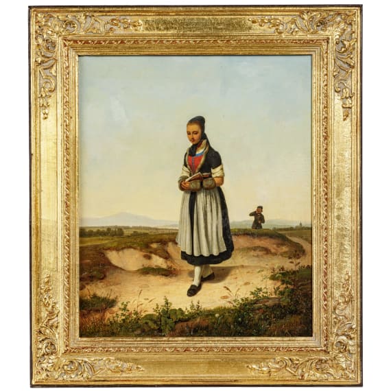 Carl Julius Hermann Schr&ouml;der (1802-67) - "M&auml;dchen beim Kirchgang"