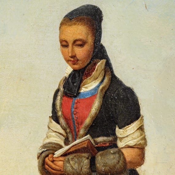 Carl Julius Hermann Schr&ouml;der (1802-67) - "M&auml;dchen beim Kirchgang"