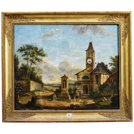 Bilderuhr "Kapelle am Wegrand", Italien, 19. Jhdt.
