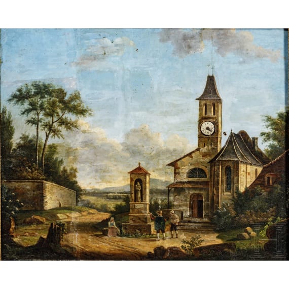 Bilderuhr "Kapelle am Wegrand", Italien, 19. Jhdt.