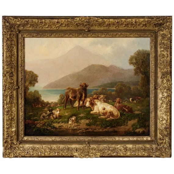 Louis (Ludwig) Reinhardt, "K&uuml;he am Bergsee", um 1870