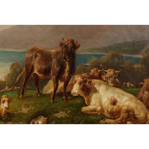 Louis (Ludwig) Reinhardt, "K&uuml;he am Bergsee", um 1870