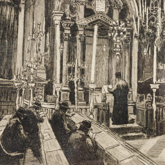 Judaica - vier Schwarzwei&szlig;-Zeichnungen j&uuml;disches Leben