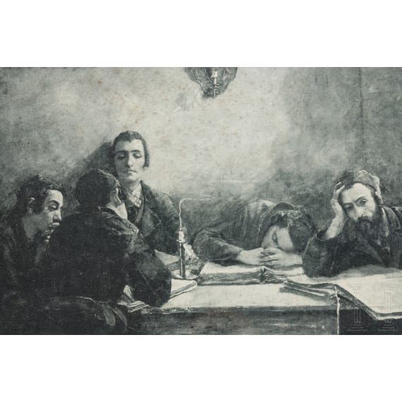 Judaica - vier Schwarzwei&szlig;-Zeichnungen j&uuml;disches Leben