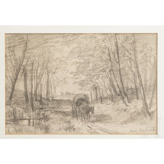 Robert Schleich (1845-1934), kleines Gem&auml;lde und Bleistiftzeichnung