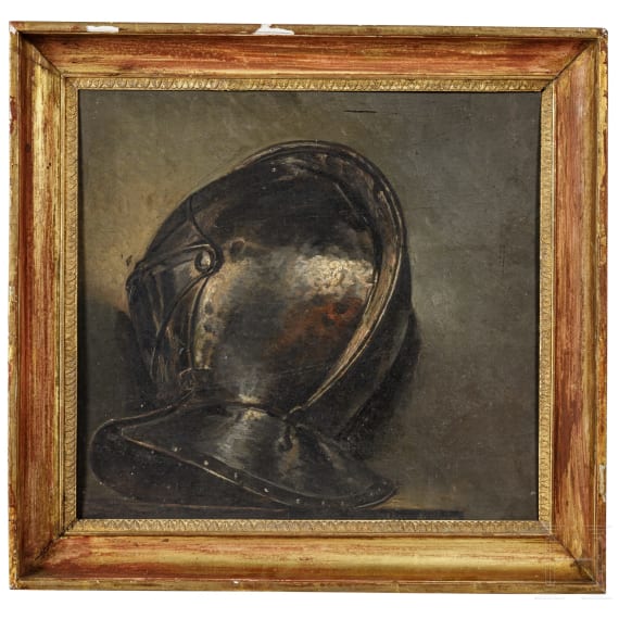 Gem&auml;lde eines Mantelhelmes, signiert J. PAY und datiert 1883
