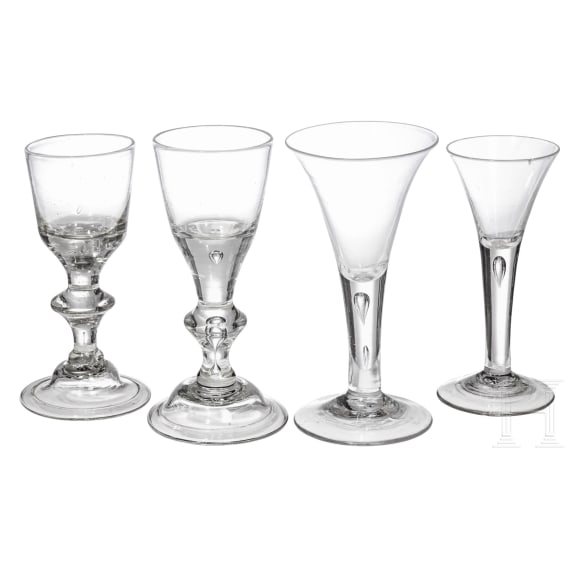 Four German wine glasses, 18th/19th century