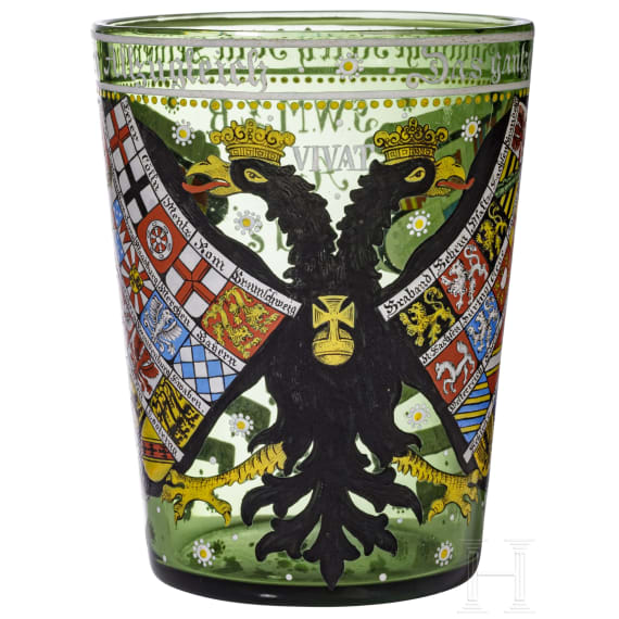 A German glass beaker, collector's replica in the style of the 17th century