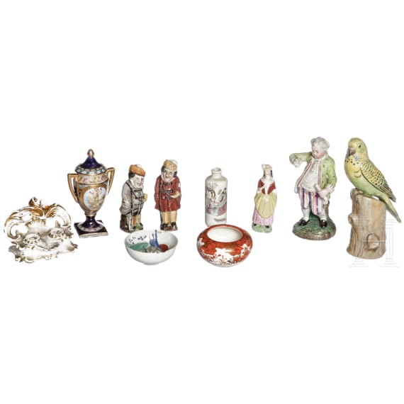 Zehn Figuren und Kleinteile Porzellan, 19./20. Jhdt.