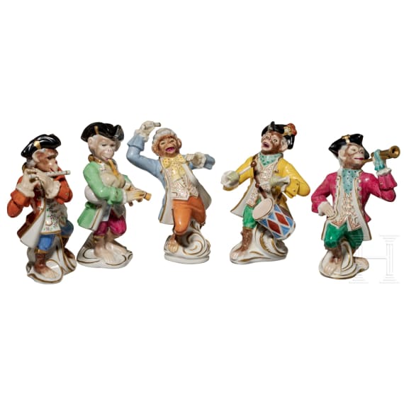 F&uuml;nf Figuren aus der sog. "Affenkapelle", Dresden, 20. Jhdt.