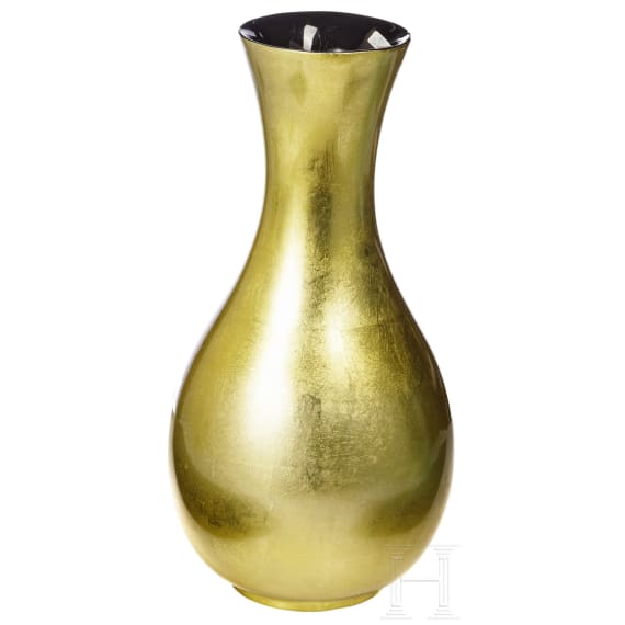 Blattvergoldete Designer-Vase, Paris, 1980er Jahre