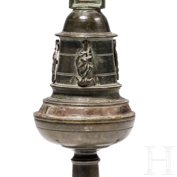 Barockes Vortragekreuz aus Bronze, deutsch, um 1700