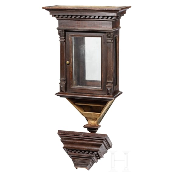 Kleine H&auml;ngevitrine mit Geheimf&auml;chern, deutsch, um 1880