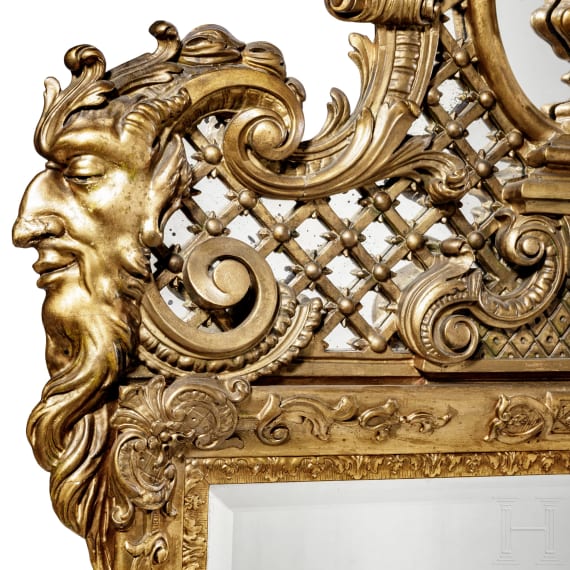 Gro&szlig;er Spiegel im Louis XV-Stil, deutsch, 20. Jhdt.