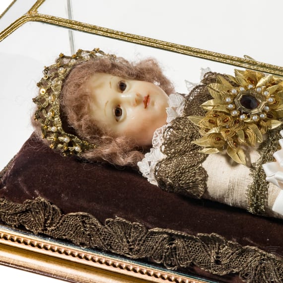 Gro&szlig;es Fatschenkindl mit Wachskopf, s&uuml;ddeutsch, um 1900