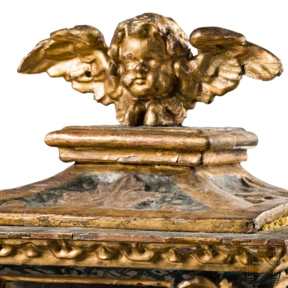 Kleine Barock-Vitrine mit Reliquie des heiligen Urban, s&uuml;ddeutsch, 18. Jhdt.
