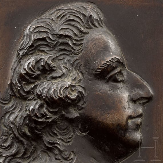 Bronzeplakette mit Portraitkopf K&ouml;nig Karls X. Gustav von Schweden, Italien, Mitte 17. Jhdt.