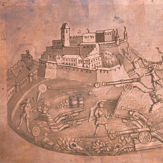 Kupferne Druckplatte, deutsch, um 1700
