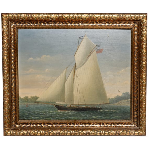 Berliner Regatta-Verein 1881 - Pokal und Bild des Siegerbootes aus dem Jahr 1883