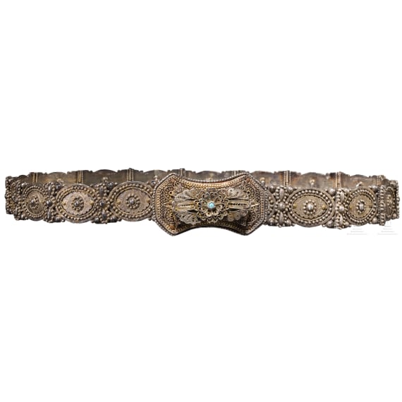 Filigran verzierter Silberg&uuml;rtel, kaukasisch/russisch, um 1900