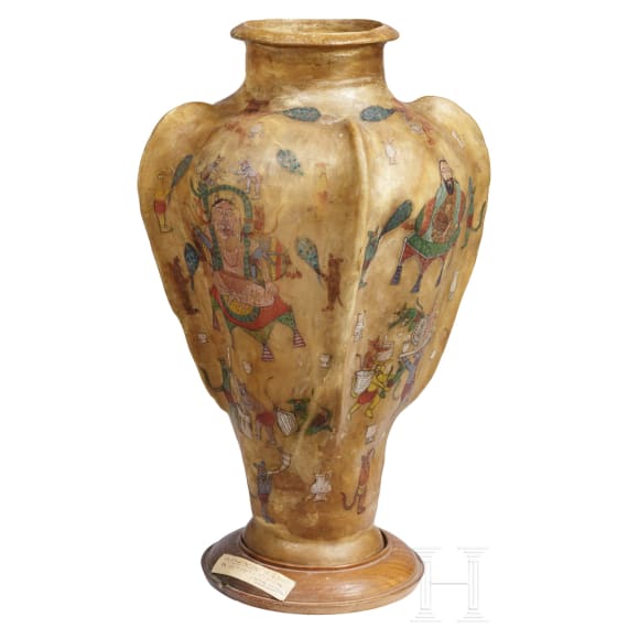 Bemalte Rohhaut-Vase, Indien, 1. H&auml;lfte 20. Jhdt.
