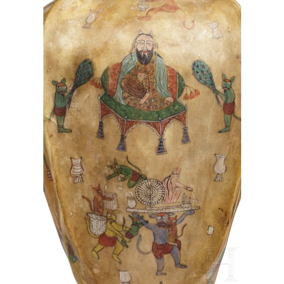 Bemalte Rohhaut-Vase, Indien, 1. H&auml;lfte 20. Jhdt.