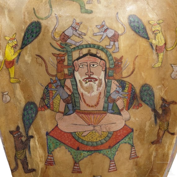 Bemalte Rohhaut-Vase, Indien, 1. H&auml;lfte 20. Jhdt.
