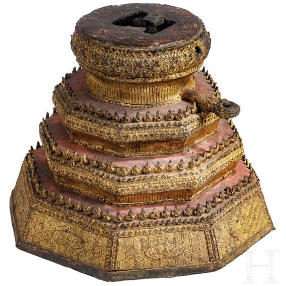 Bronzener S&auml;ulensockel, Indien, 18./19. Jhdt.