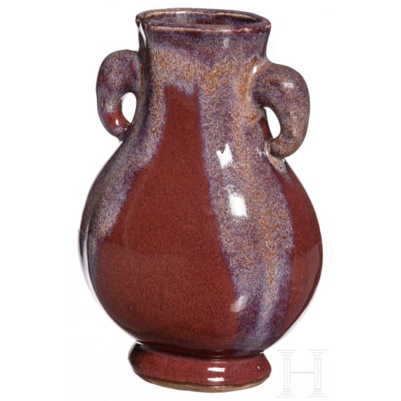 Kleine kupferrot-glasierte Vase mit Marke, China, Guangxu, 19. Jhdt.
