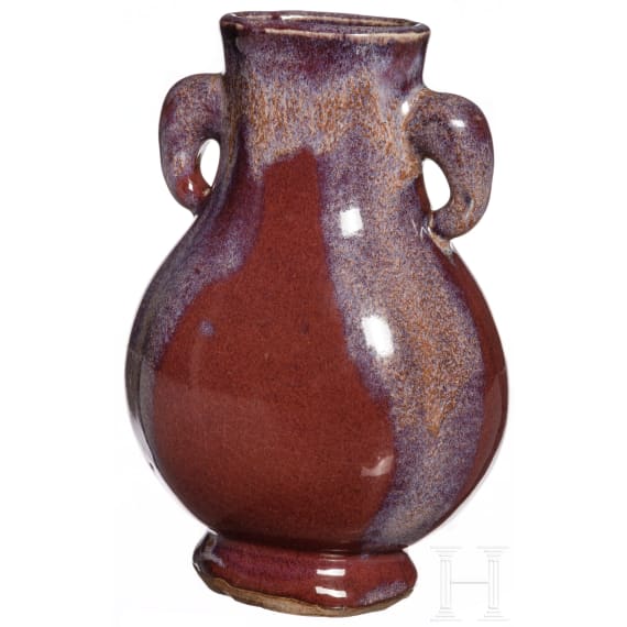 Kleine kupferrot-glasierte Vase mit Marke, China, Guangxu, 19. Jhdt.