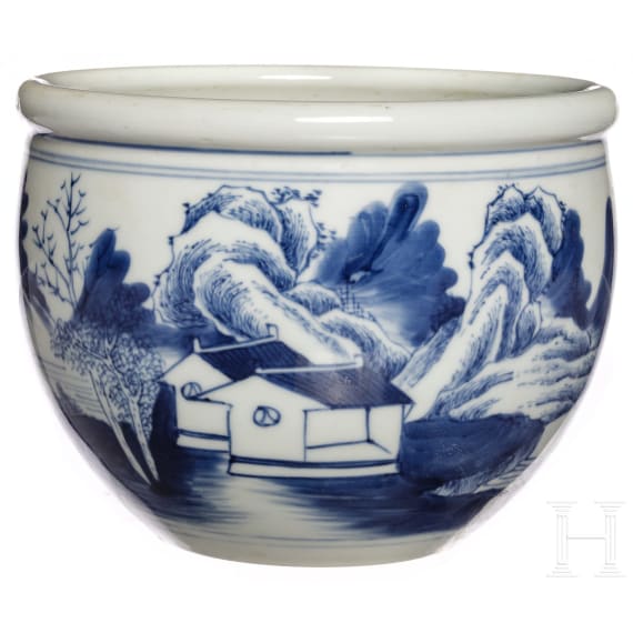 Hohe Sch&uuml;ssel, wei&szlig;-blau, China, fr&uuml;hes 20. Jhdt.