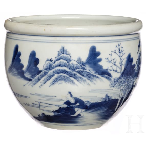 Hohe Sch&uuml;ssel, wei&szlig;-blau, China, fr&uuml;hes 20. Jhdt.