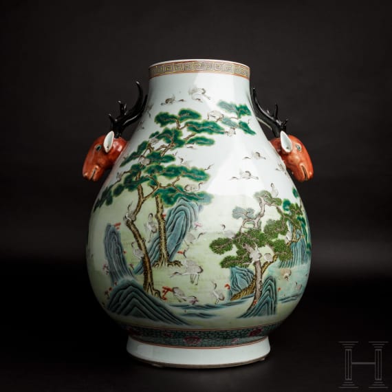 Gro&szlig;e "100-Kraniche-Vase", China, fr&uuml;he Republikzeit